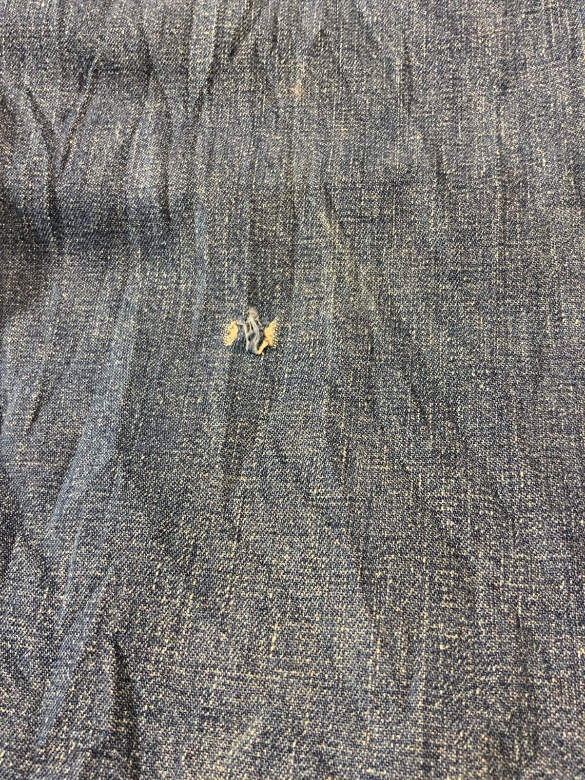 Vintage 1940s Denim Jean 30x28.5 Blue Side Flap Straight Leg Donut Button