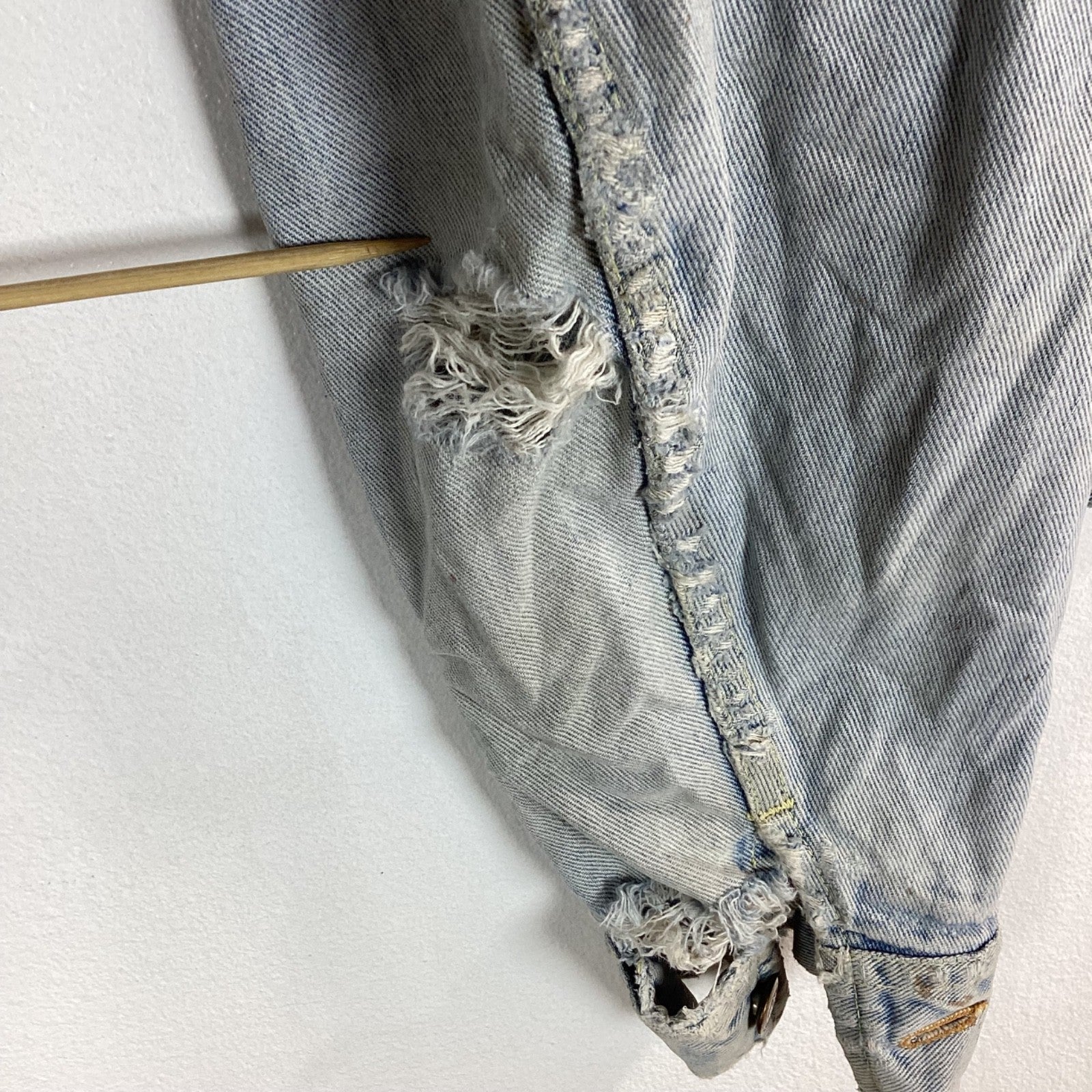 Vintage Lee Denim Jean Jacket Size Small Blue Made In Usa Distressed 70s