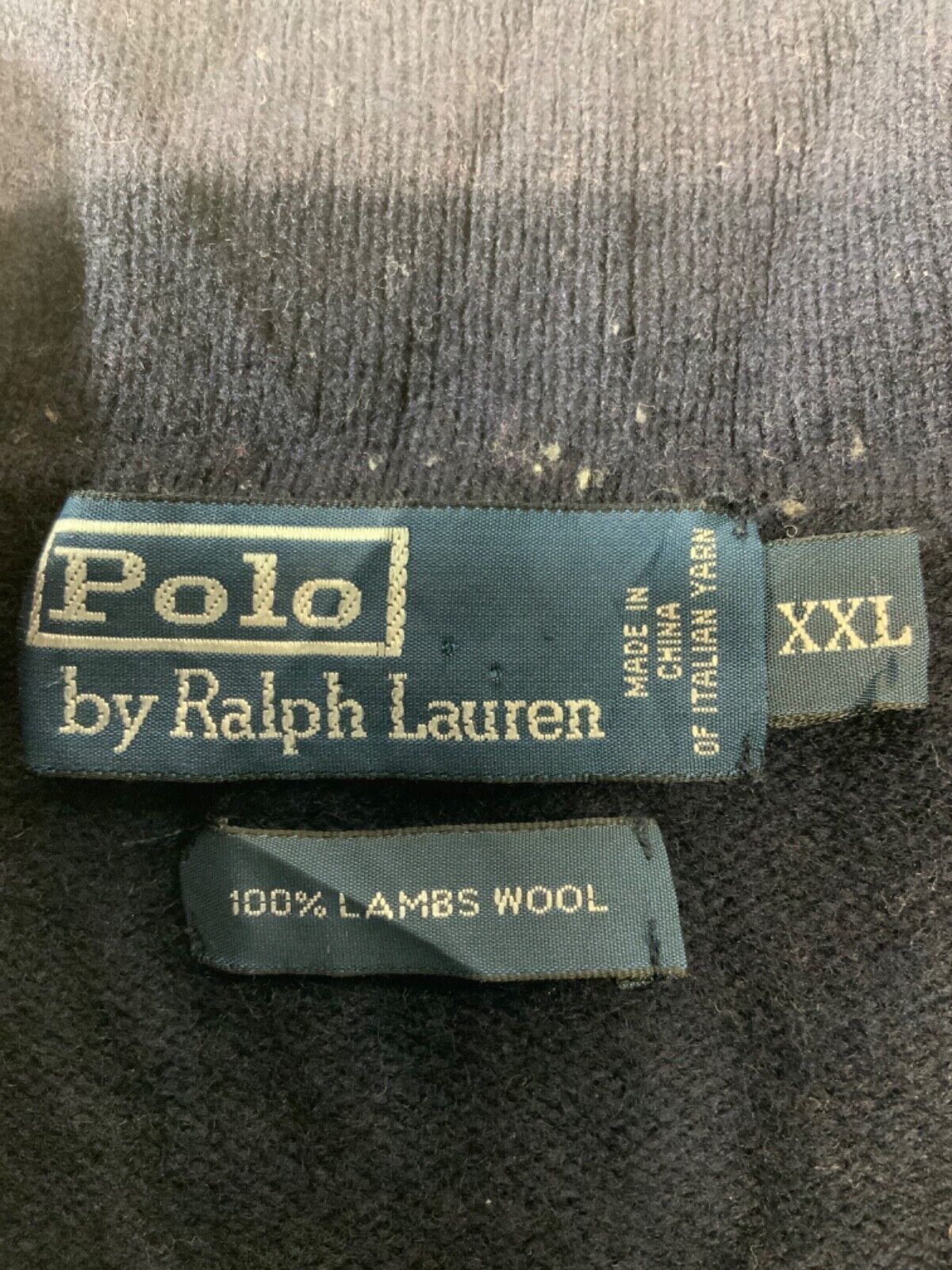 Vintage Polo Ralph Lauren Knit Wool Sweater 2XL Blue Henley