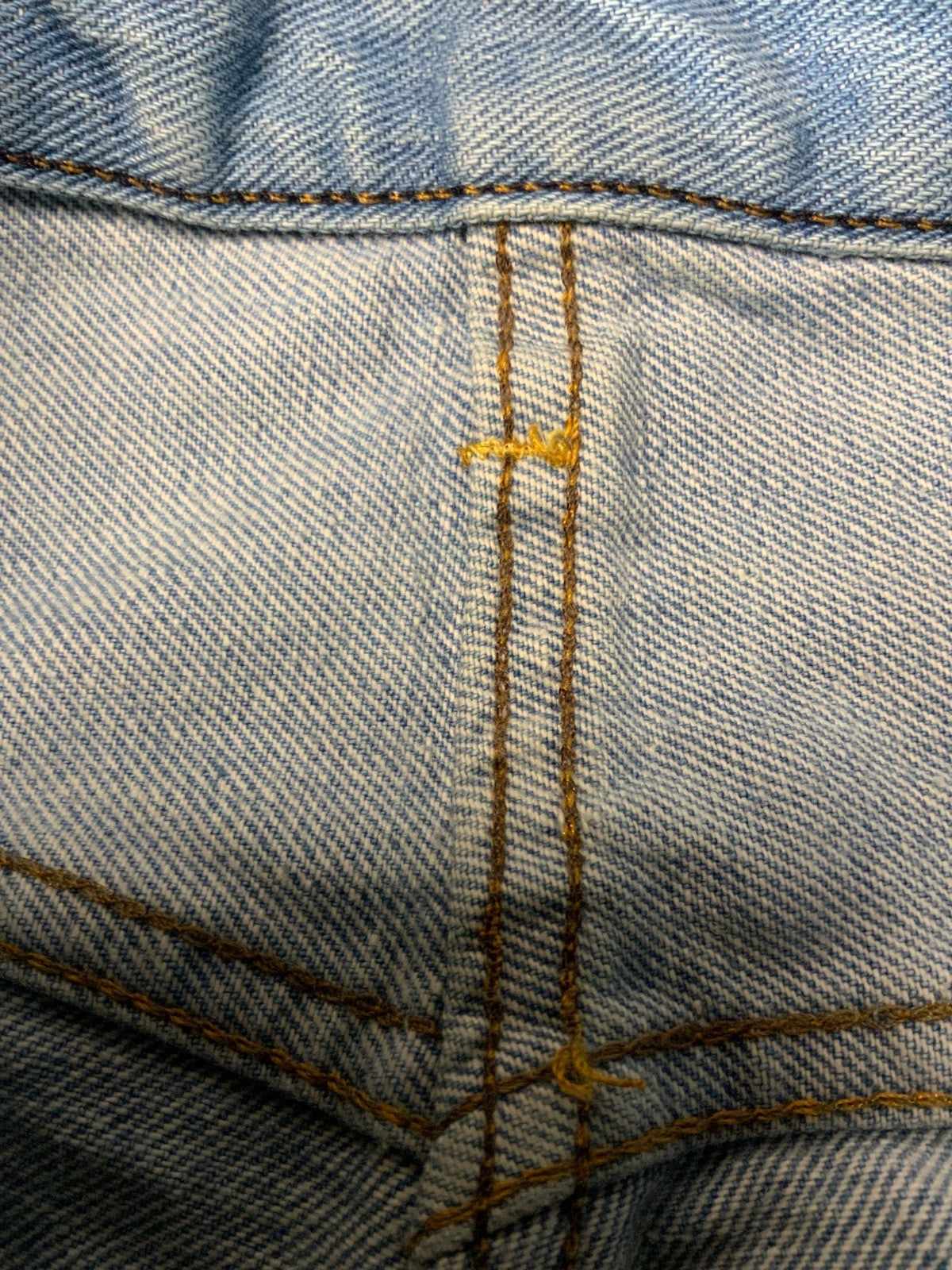 Vintage 1970s Mr Leggs Denim Jean 35x30 Blue Light Wash Flare Bootcut Usa
