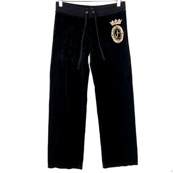 Juicy Couture Velour Women's Sweat Pants Small Black Y2k