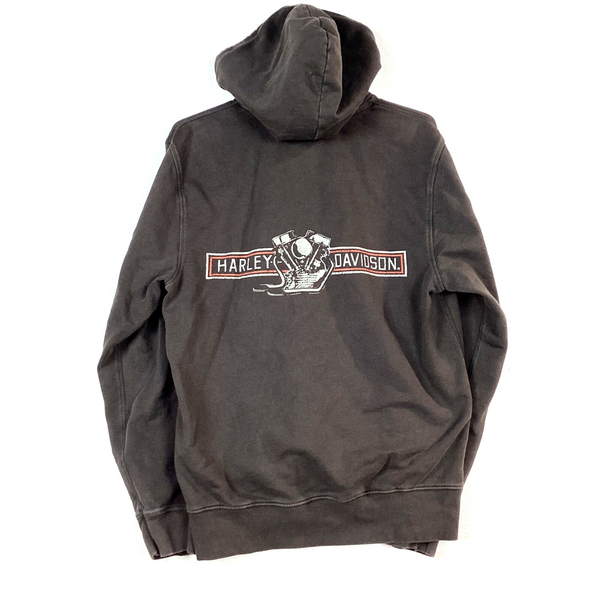 Vintage Harley Davidson Sweatshirt Hoodie Size Large Grey Full Zip Motorcycle