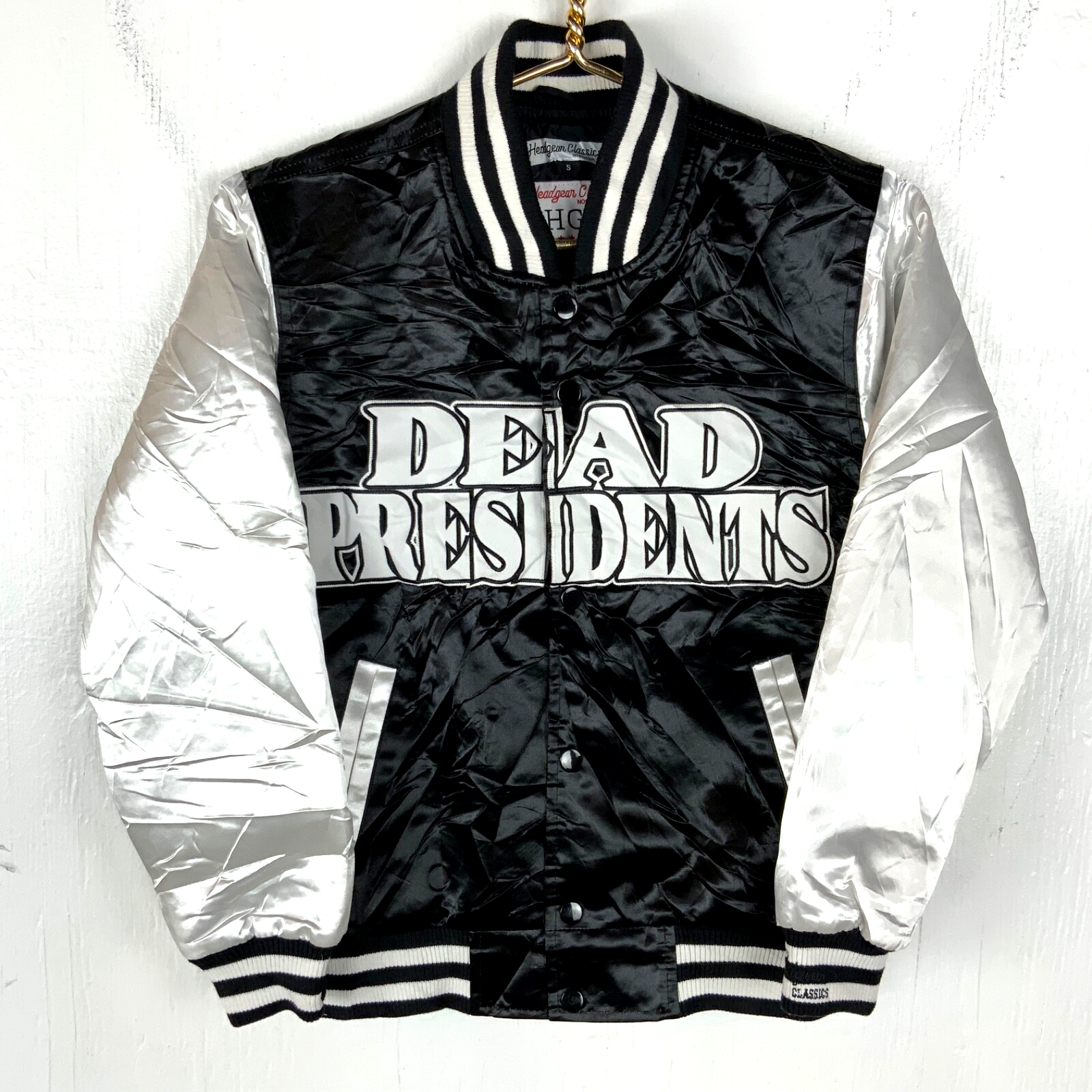 Headgear Classics Dead Presidents Satin Jacket Women's Small Black Snap Button