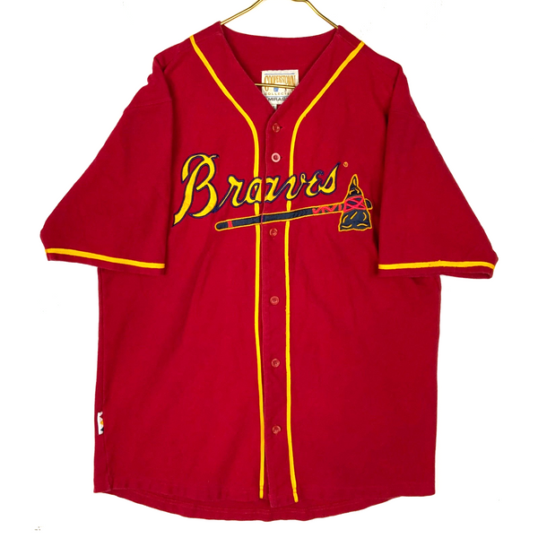 Vintage Atlanta Braves Jersey Medium Red Mirage Cooperstown Mlb Baseball