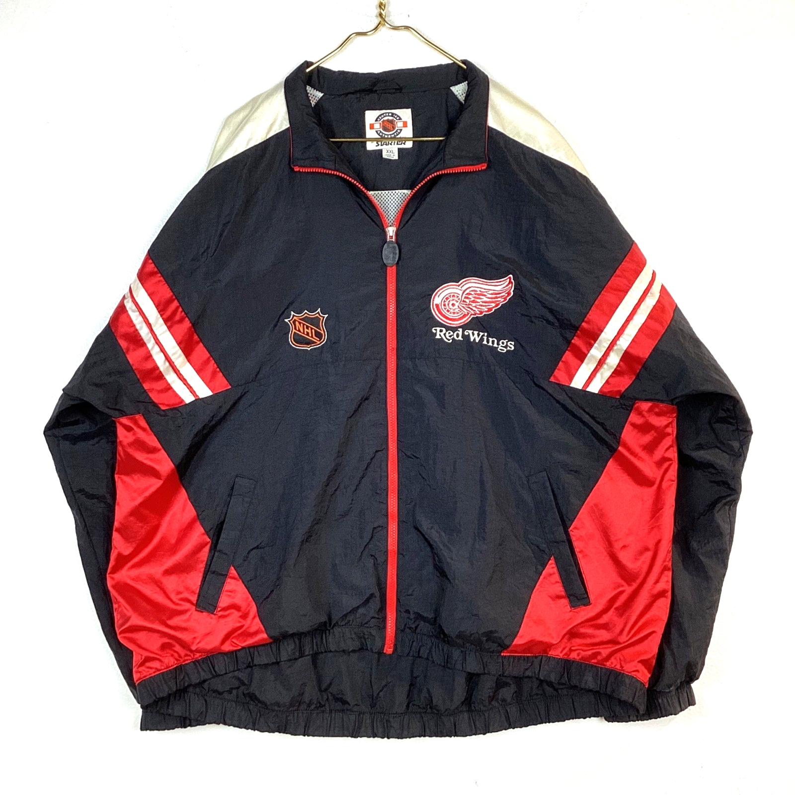 Vintage Starter Detroit Red Wings Windbreaker Jacket Size 2XL Black Full Zip Nhl