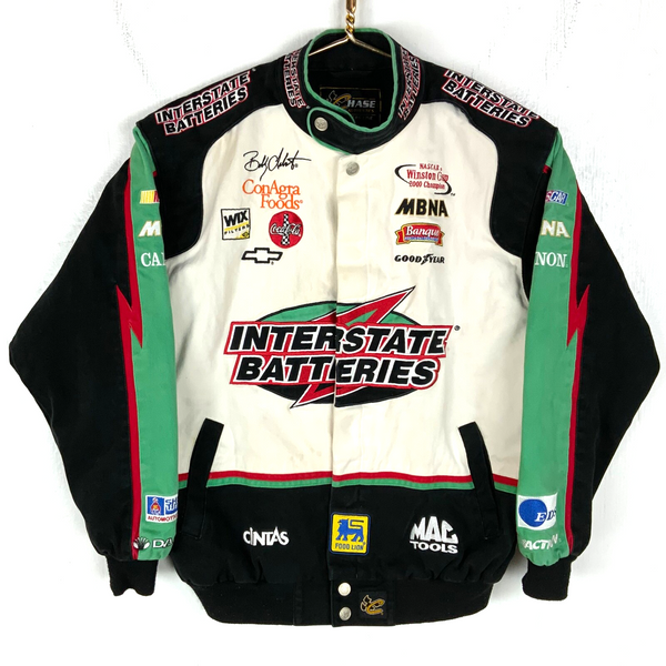 Vintage Nascar Racing Bomber Jacket Medium Snap Button Bobby Labonte Chase