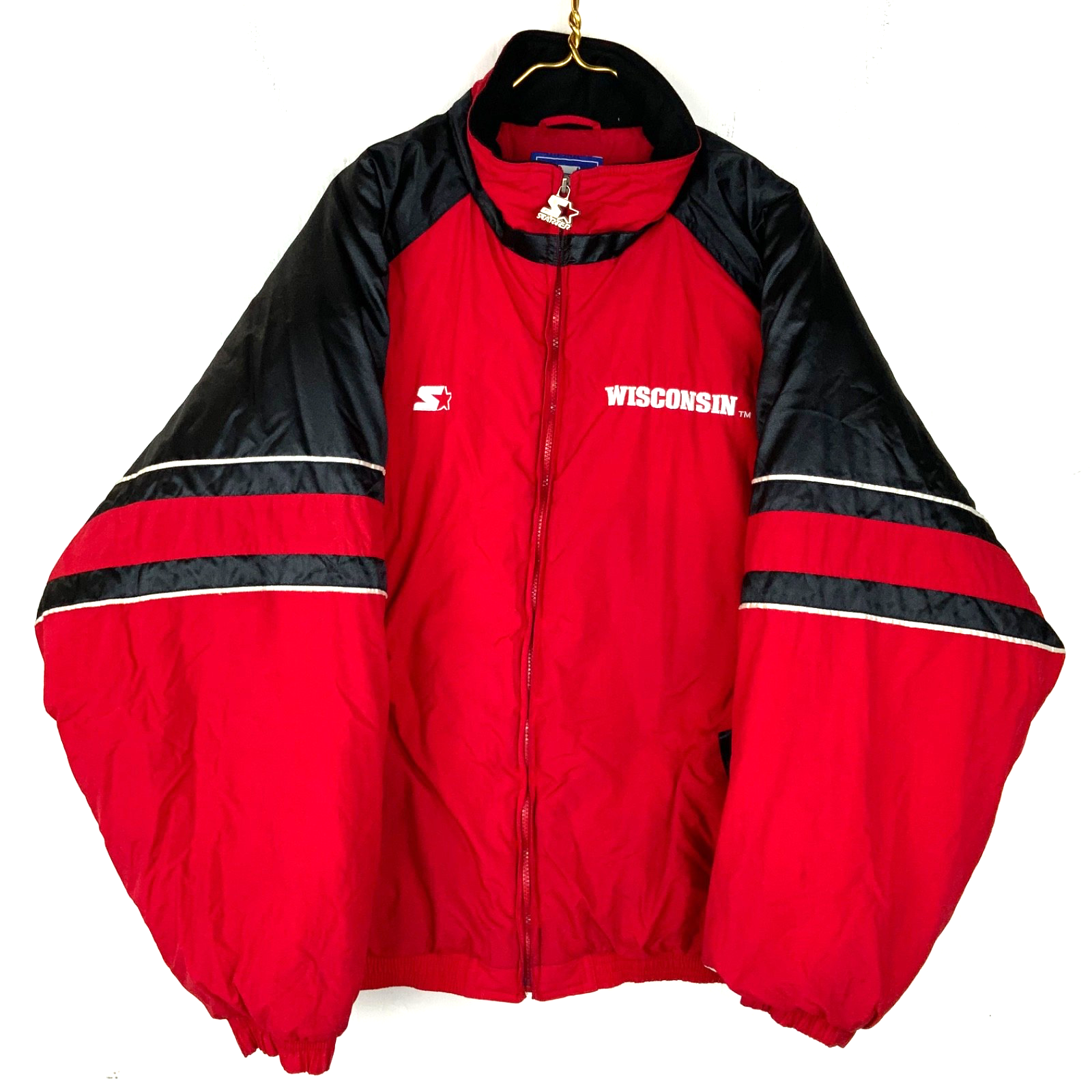 Vintage Wisconsin Badgers Starter Jacket XL Red Puffer Bomber Full Zip Ncaa