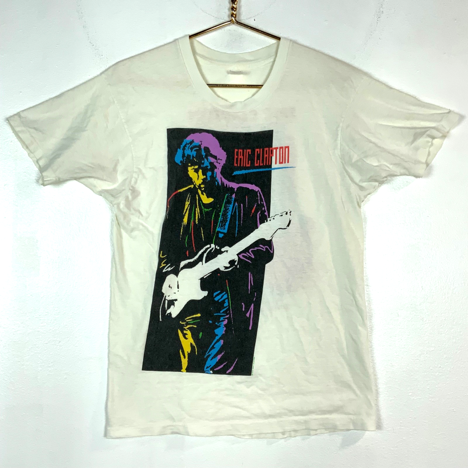 Vintage Eric Clapton T-Shirt Large White 1990 Single Stitch Journeyman Tour