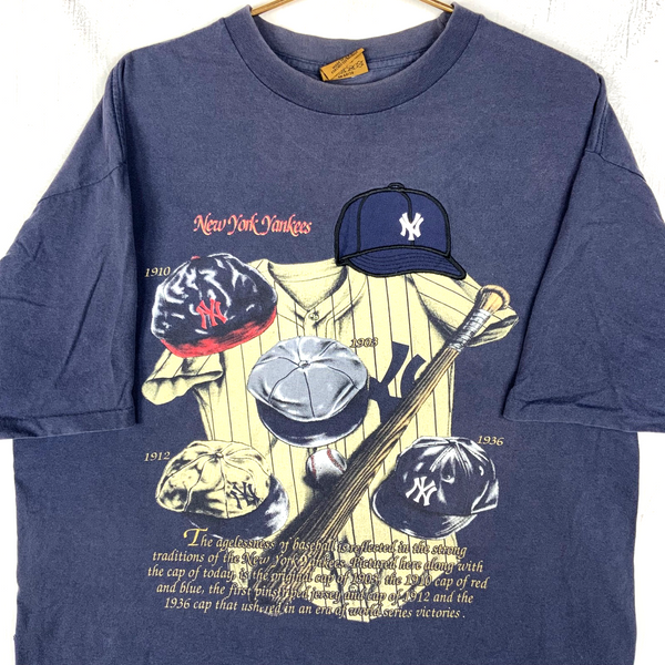 Vintage New York Yankees T-shirt XL Blue Mlb Single Stitch Embroidered