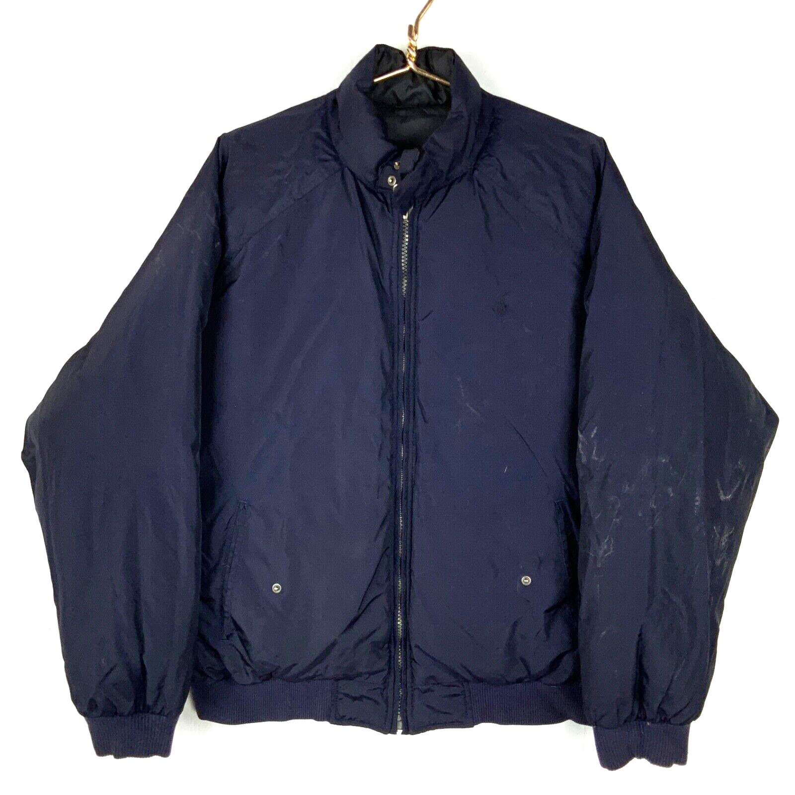 Vintage Polo Ralph Lauren Down Jacket Large Black Blue Reversible Puffer