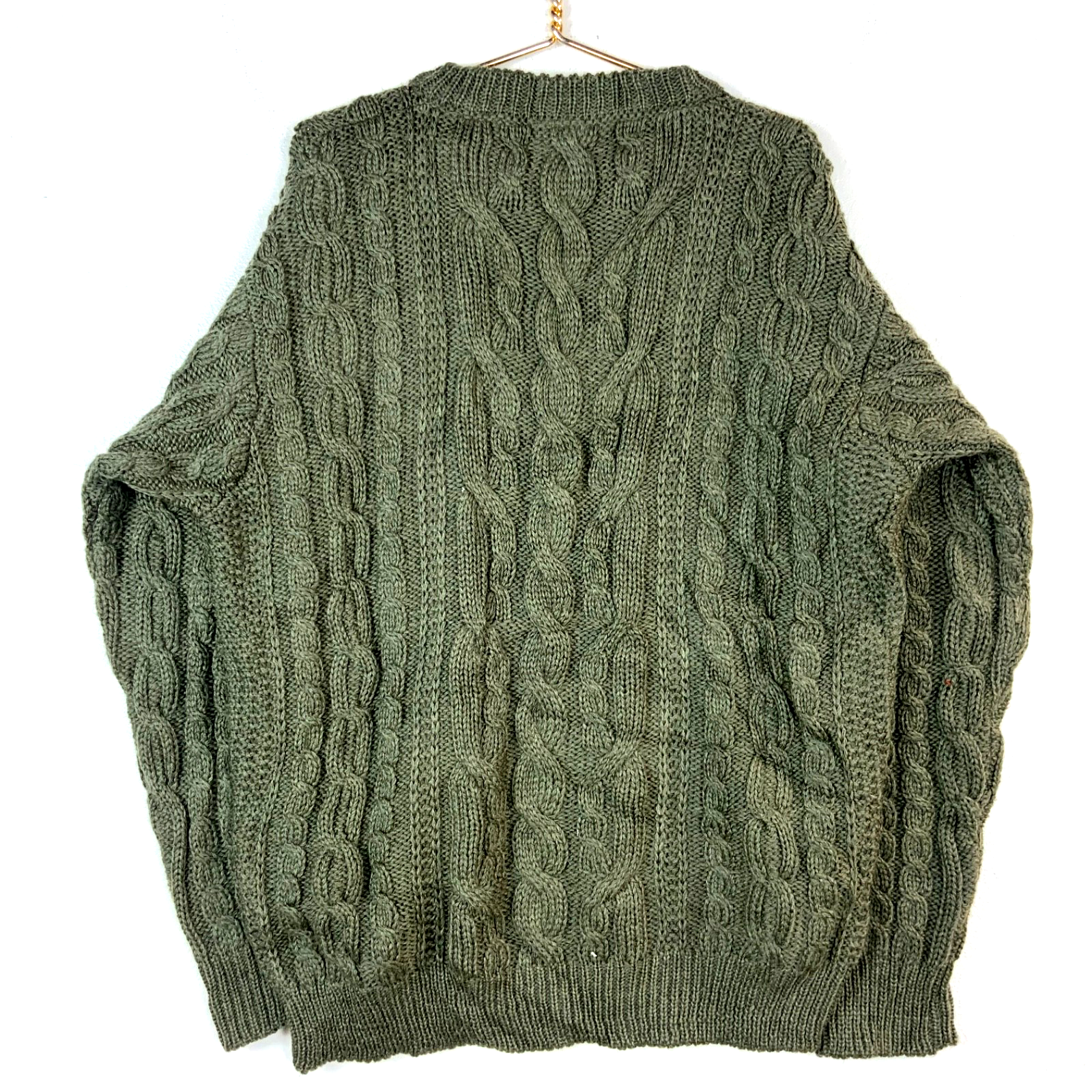 Vintage Murphy Of Ireland Wool Cable Knit Sweater 2XL Green Crewneck
