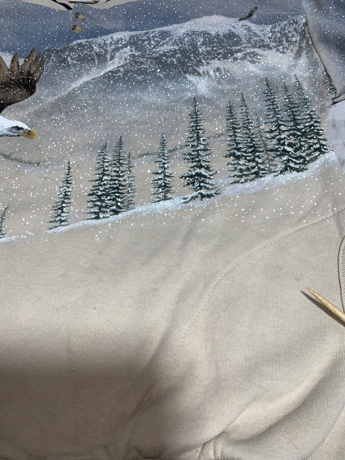 Vintage Wildlife Eagle Sweatshirt Henley Medium All Over Print Wildlife Usa 90s
