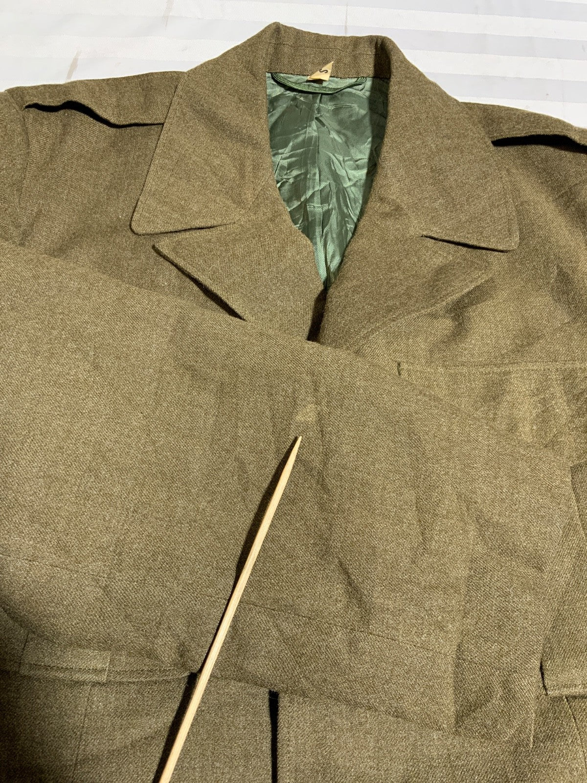 Vintage Us Army Wool Jacket Size Small Green Button Up 1952