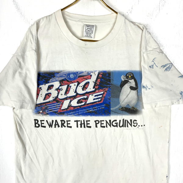 Vintage Bud Ice T-Shirt XL Wild Oats Single Stitch 1996 Beware The Penguins 90s