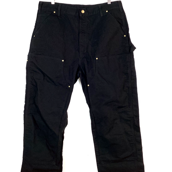 Carhartt Double Knee Dungaree Canvas Workwear Pants Size 38x36 Black