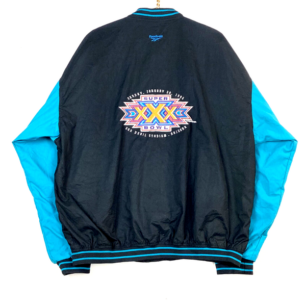 Vintage Reebok Super Bowl Windbreaker Jacket Size 2XL Black Colorblock Nfl