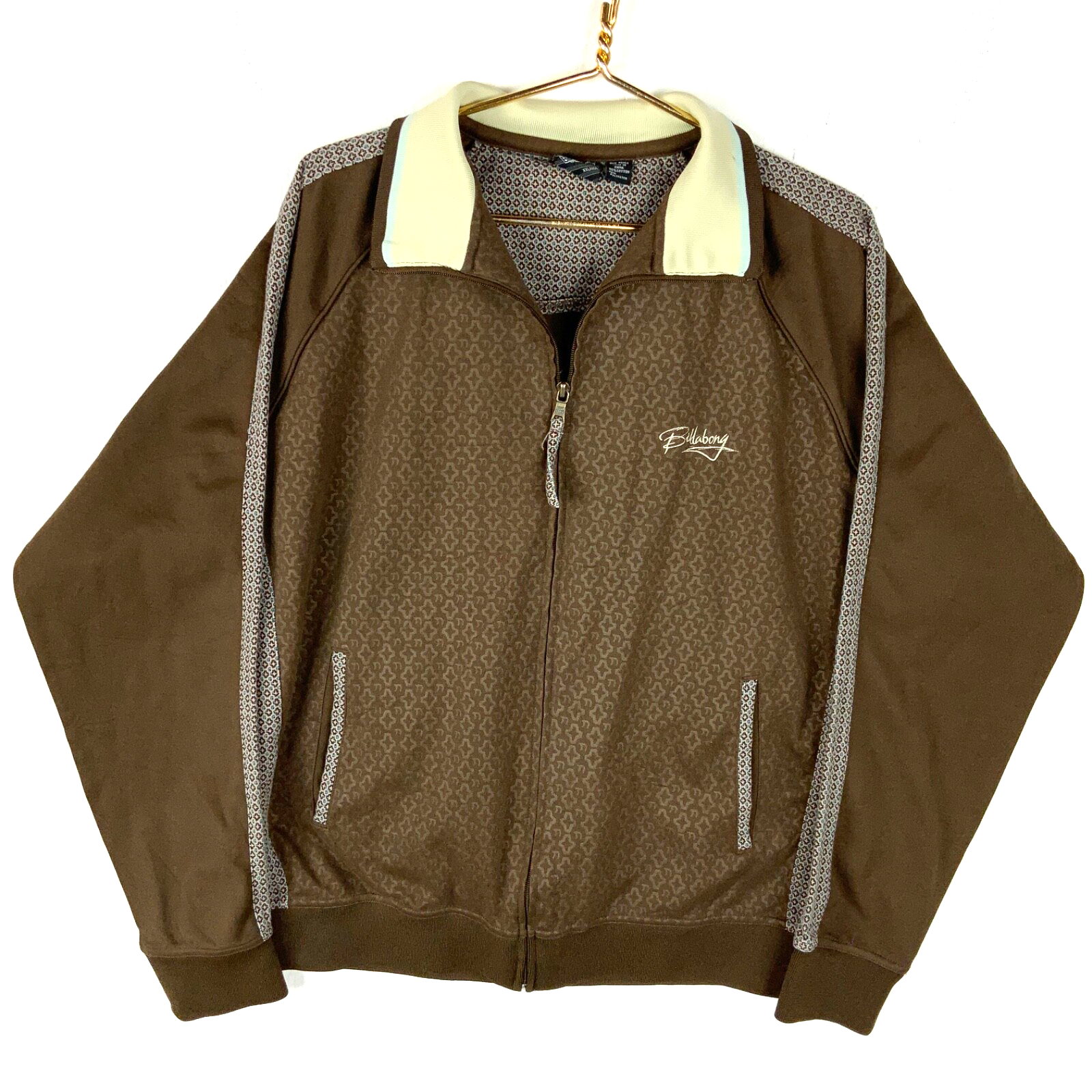 Y2K Billabong Track Jacket Size 2XL Brown Full Zip Surfer Streetwear