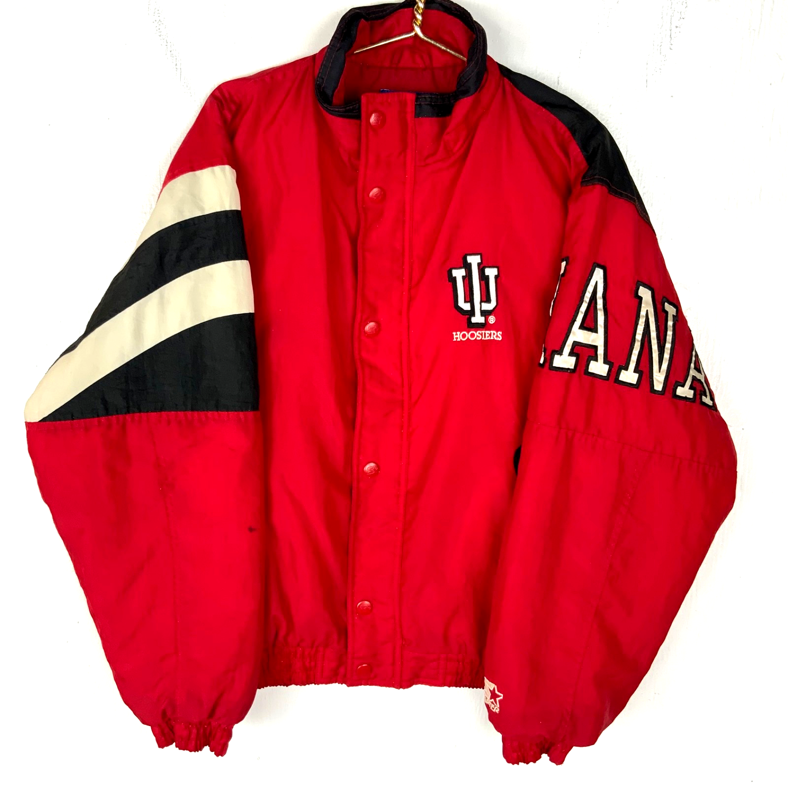 Vintage Indiana Hoosiers Starter Puffer Jacket Medium Red Ncaa Full Zip