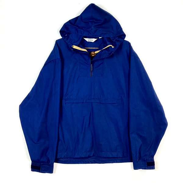 Vintage Woolrich Windbreaker Jacket Size XL Blue Hooded 1/4 Zip