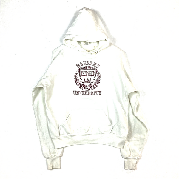 Vintage Harvard Crimson Sweatshirt Hoodie Size Large White Made In Usa Ncaa 80s