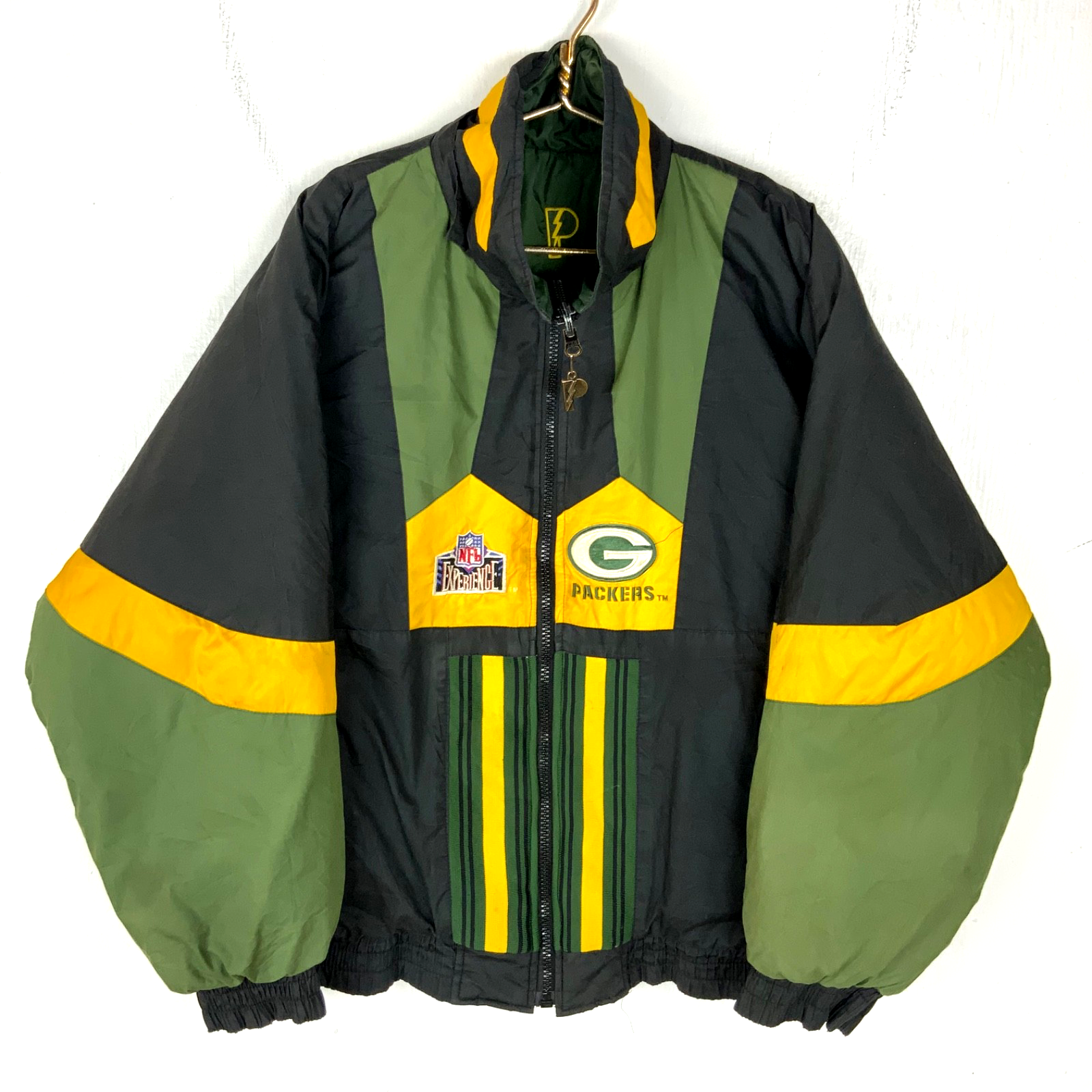 Vintage Green Bay Packers Proplayer Puffer Jacket Large Green Nfl Reversible