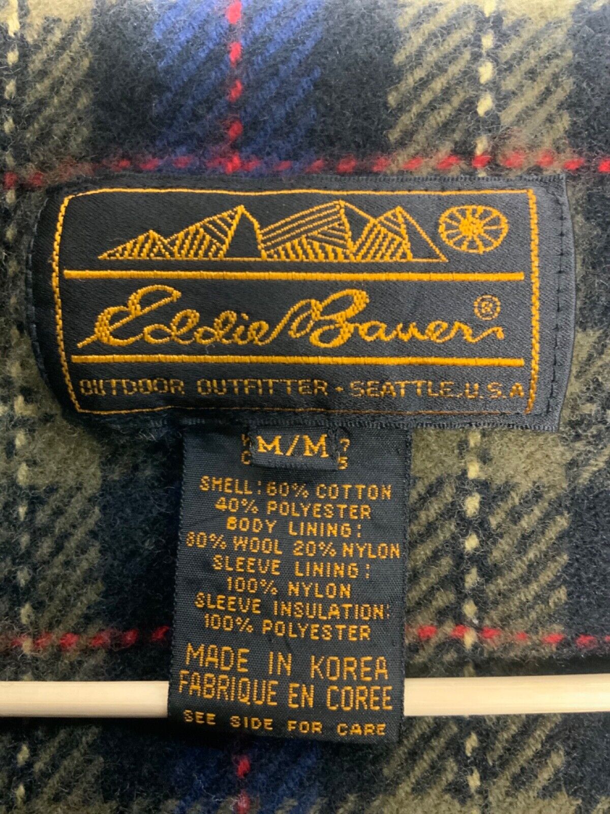 Vintage Eddie Bauer Goose Down Puffer Jacket Medium Beige Full Zip 1980s