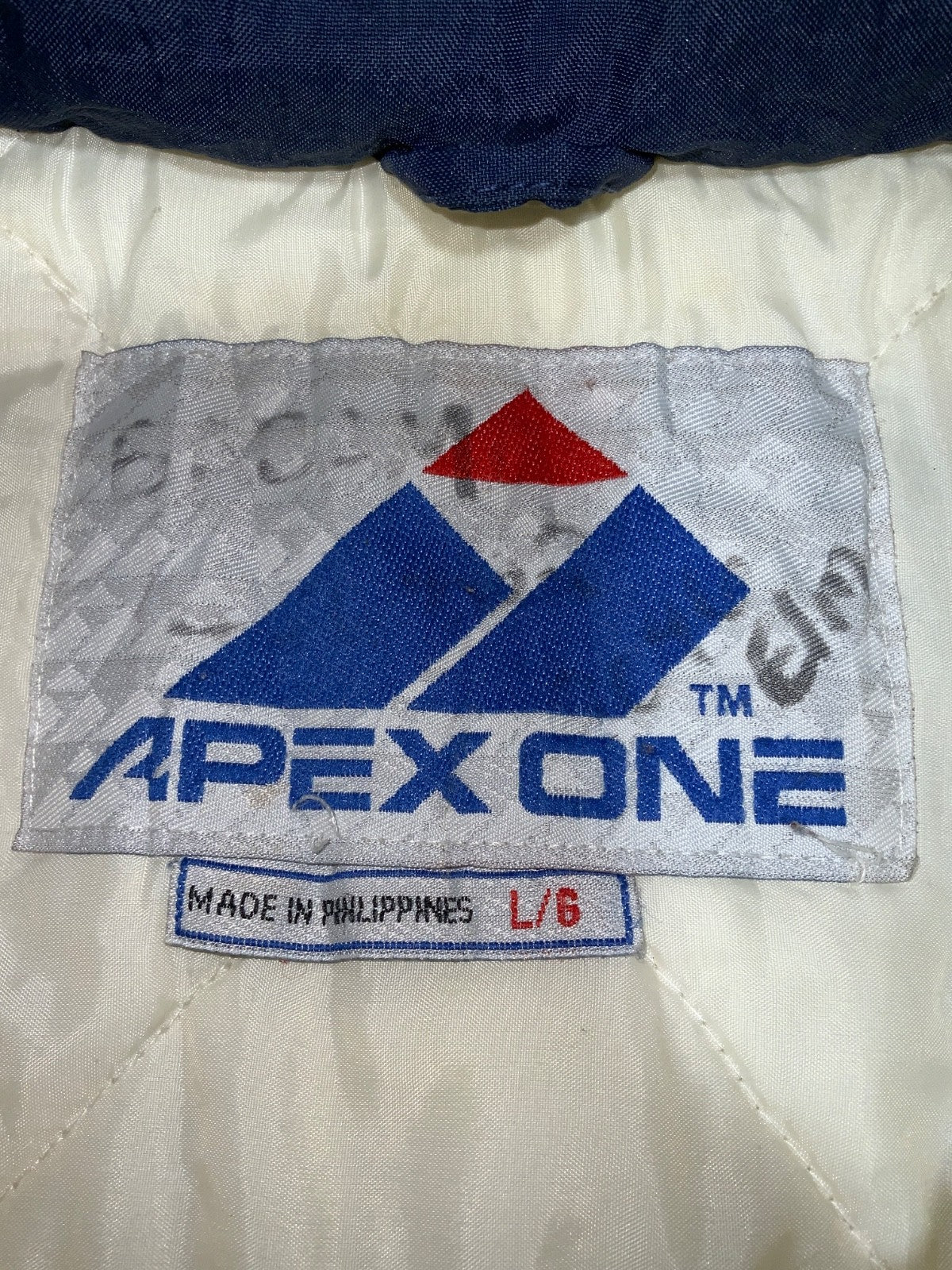 Vintage Notre Dame Apex One Puffer Jacket Large Blue Hooded Full Zip Ncaa