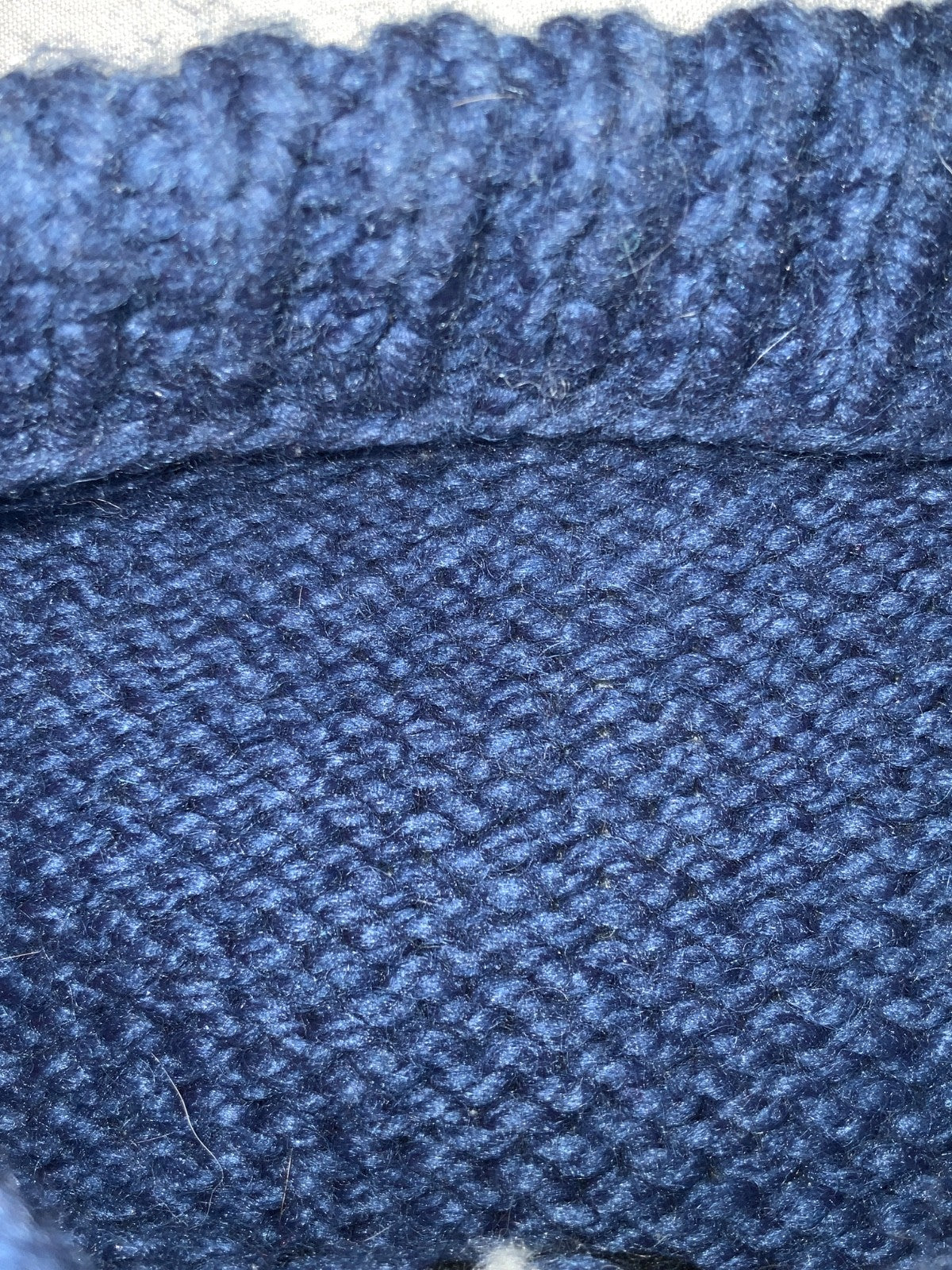Vintage 1990s Grandma Wool Hand Knit Sweater Women’s Medium Blue Mock Neck