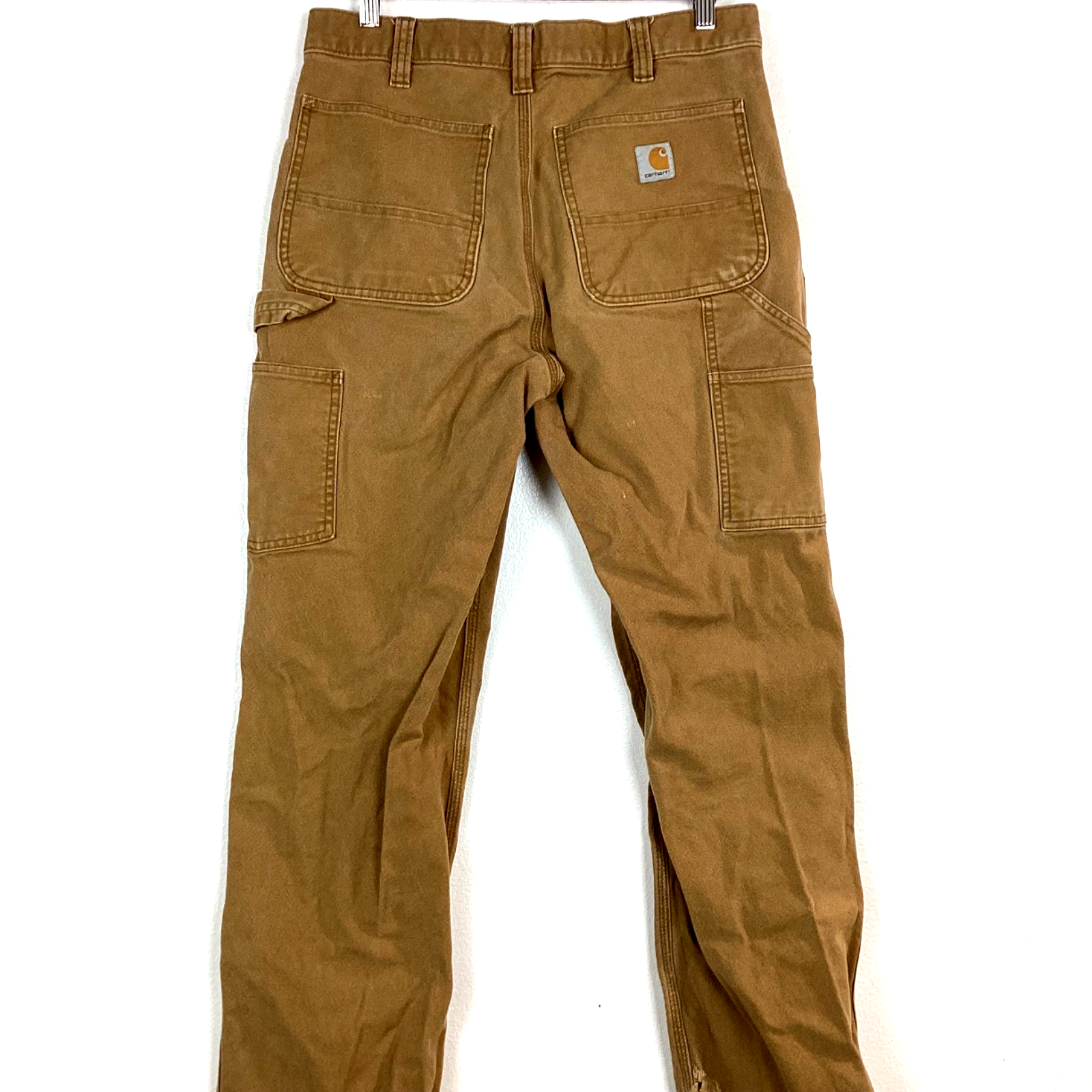 Carhartt Double Knee Dungaree Canvas Workwear Pants Size 32x36 Brown