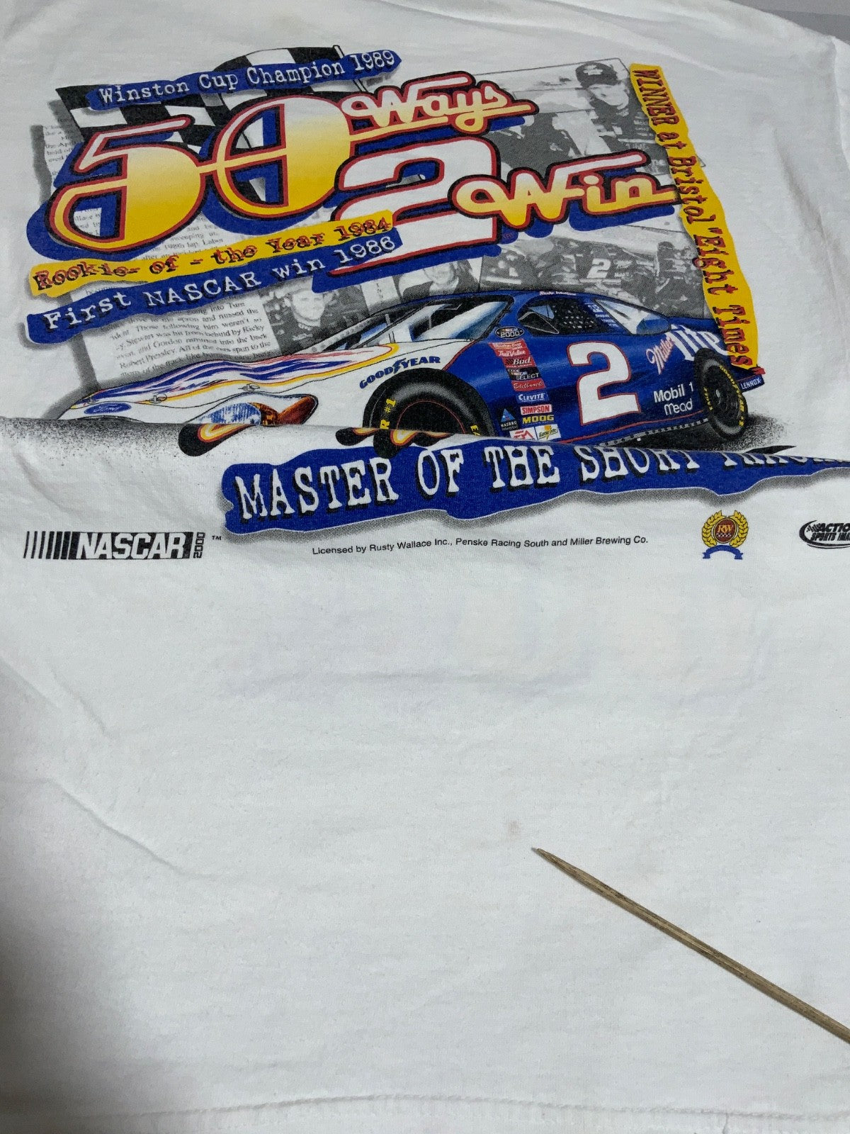 Vintage Nascar Chase T-shirt Medium Double Sided 2000 Rusty Wallace 50th Win