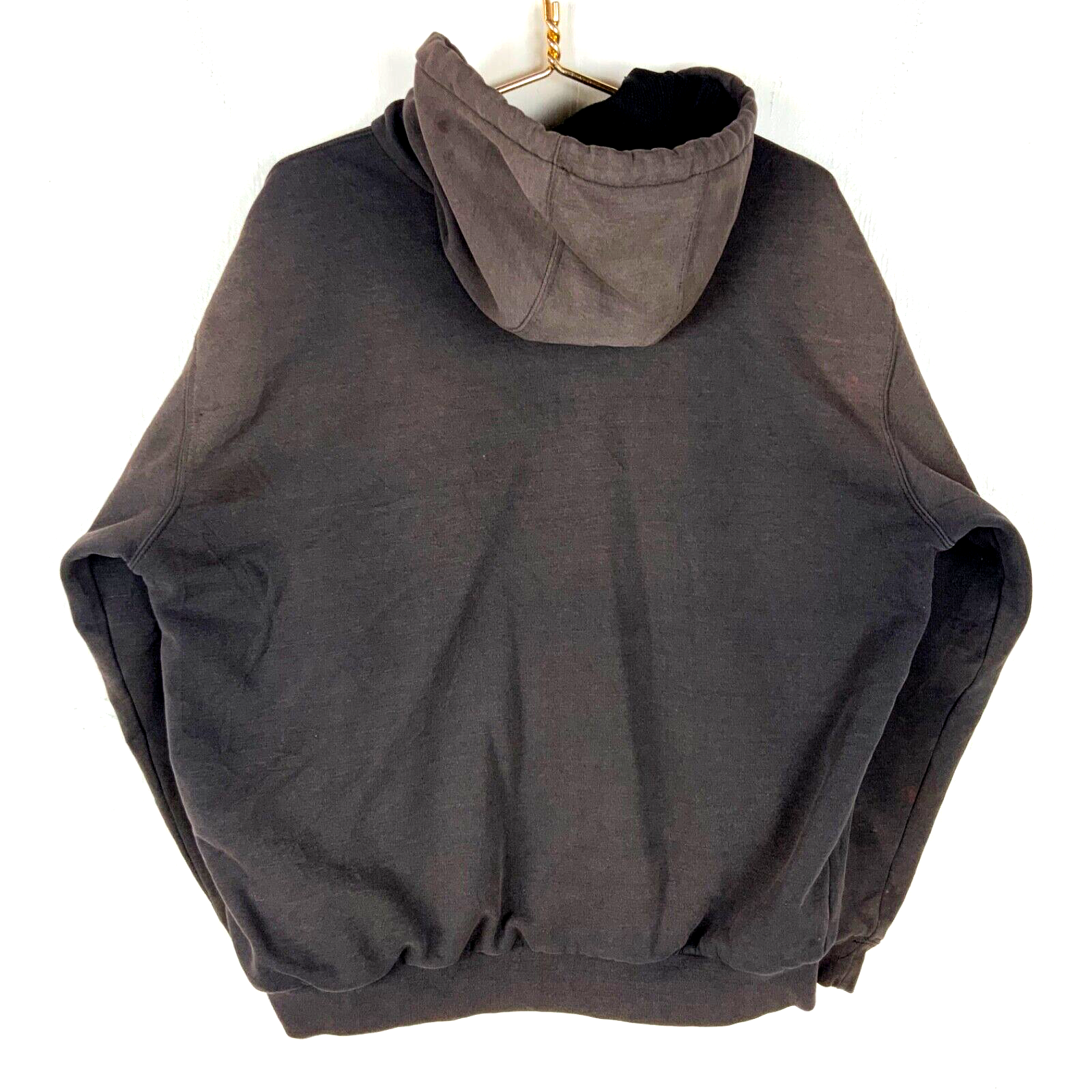 Carhartt Active Lined Sweatshirt Hoodie Jacket Large Black Full Zip Distressed