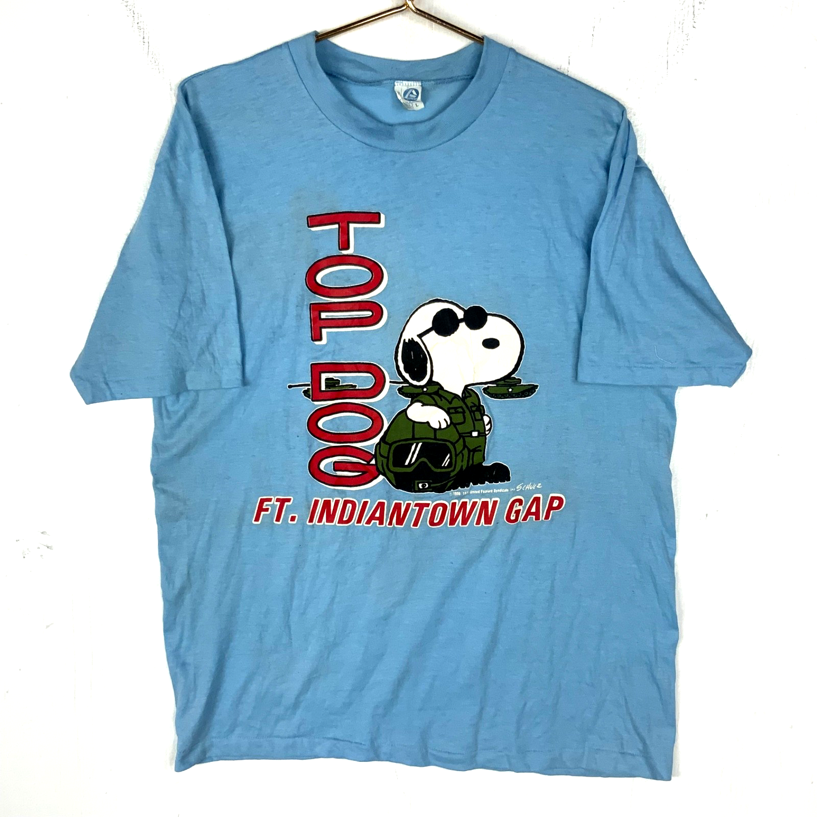 Vintage Snoopy Top Dog T-Shirt Large Blue 1971 Single Stitch