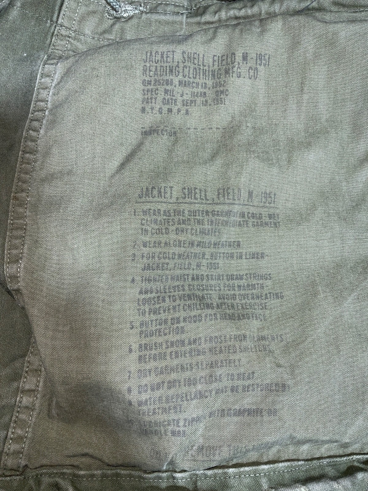 Vintage Us Army M-1951 Field Jacket Size Medium Green Full Zip 50s