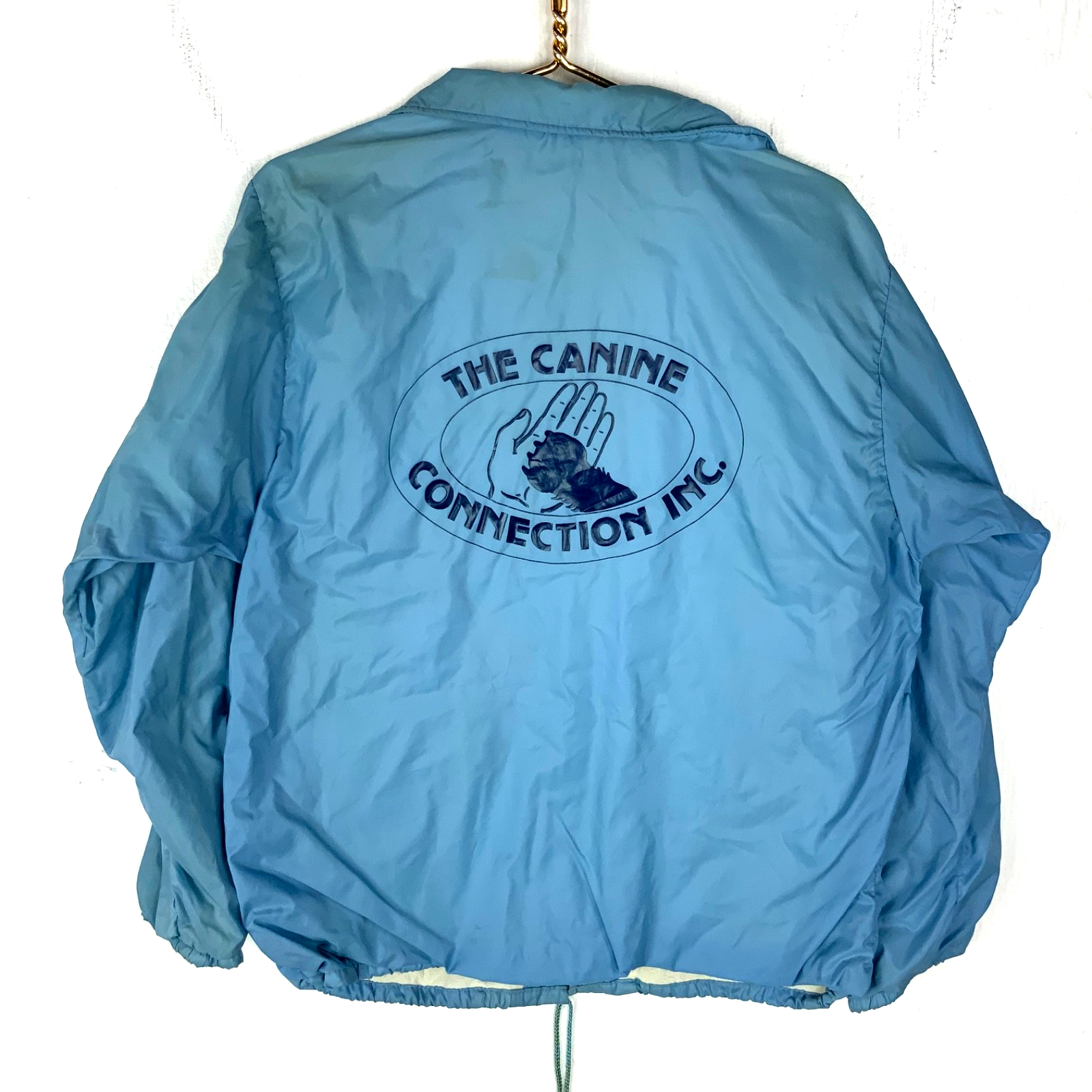 Vintage 1970s Windbreaker Jacket Medium Blue Snap Button Lined