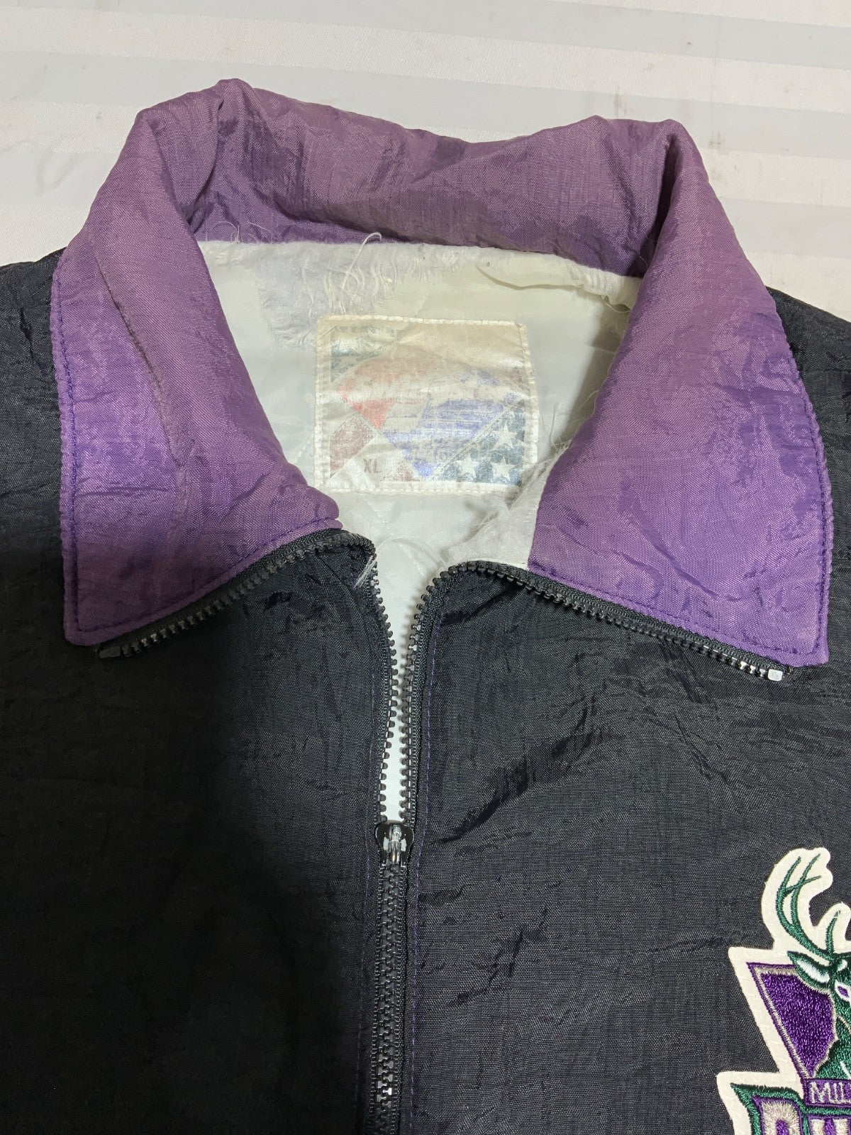 Vintage Milwaukee Bucks Puffer Jacket XL Purple Full Zip Nba Swingster 90s