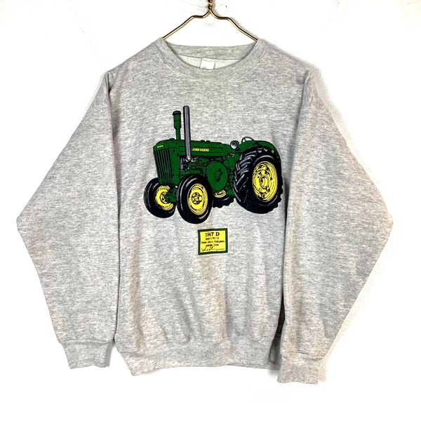 Vintage John Deere Tractor Sweatshirt Crewneck Size Large Gray Made In Usa