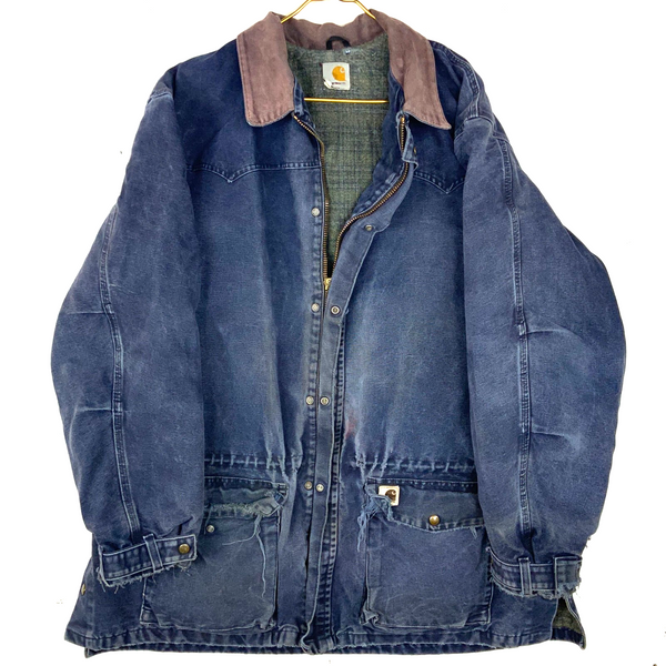 Vintage Carhartt Chore Jacket 2XL Full Zip Blanket Lined Distressed Work Wear