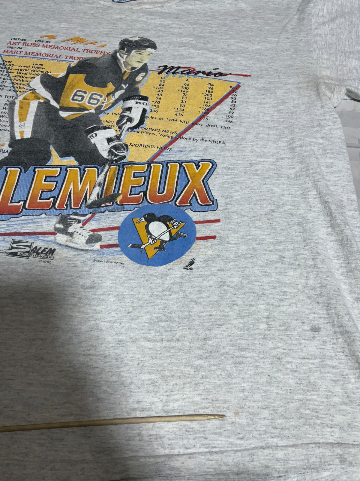 Vintage Pittsburgh Penguins Salem T-shirt XL Made Usa 1990 Nhl Mario Lemieux