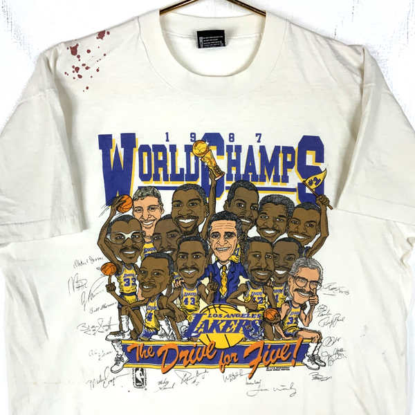 Vintage Los Angeles Lakers Caricature T-shirt XL 1987 Nba Champs Drive For Five