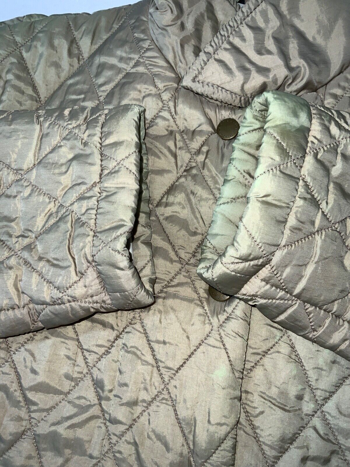 Barbour Women's Quilted Jacket Small Beige Snap Button
