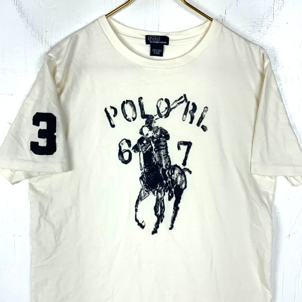 Vintage Polo By Ralph Lauren T-Shirt Medium White Single Stitch Big Pony