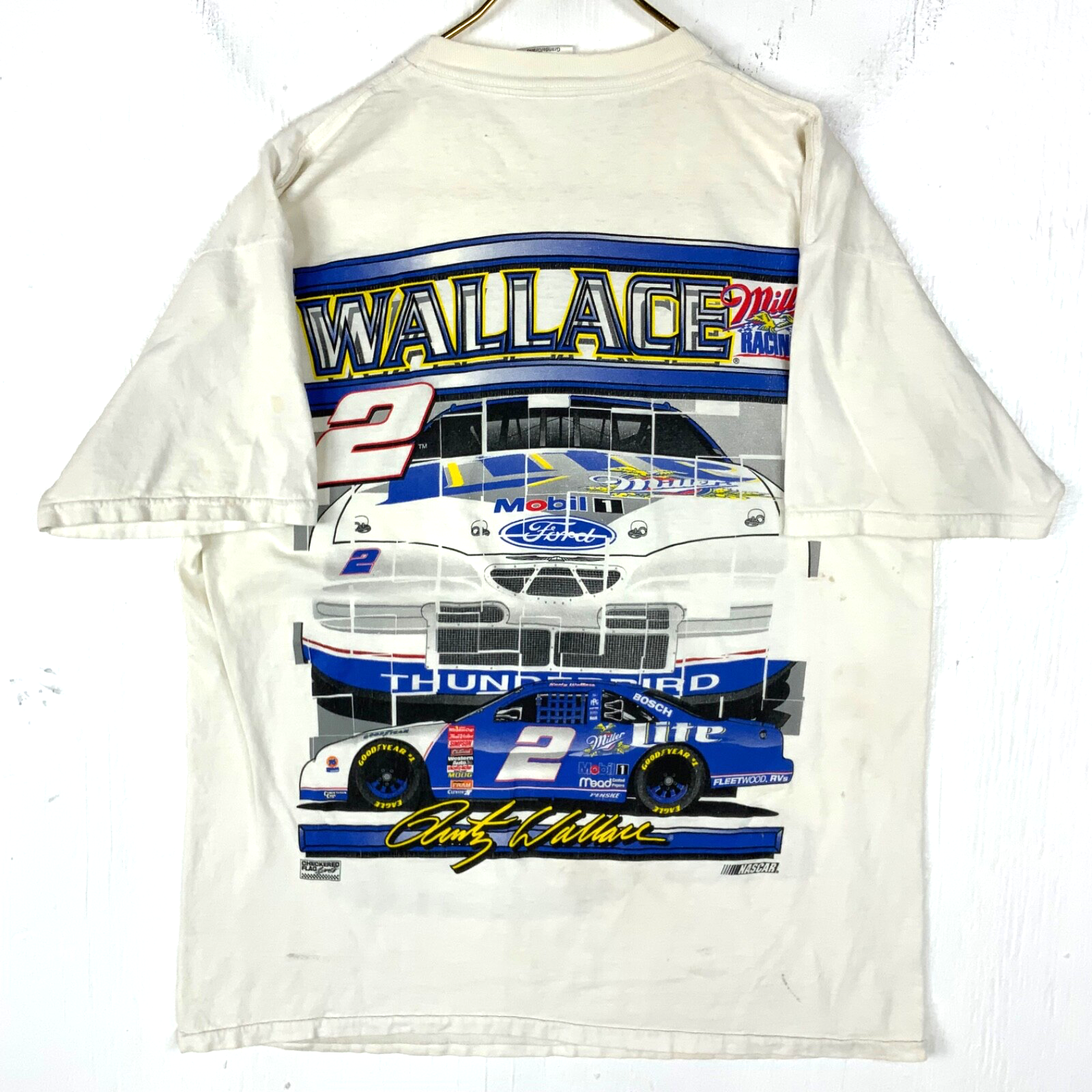 Vintage Nascar Racing T-shirt Large Double Sided Miller Racing Rusty Wallace 90s