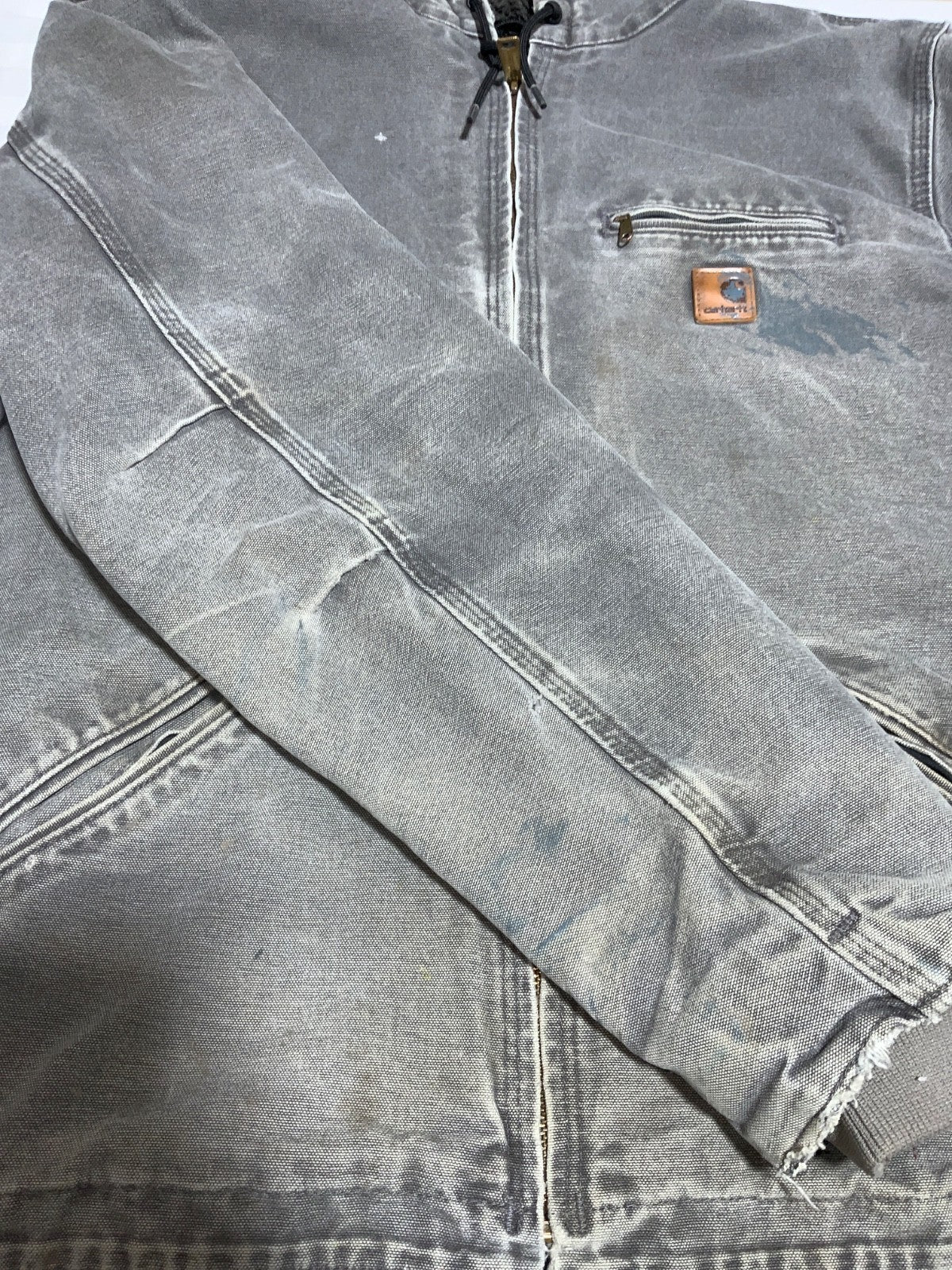 Carhartt Sierra Jacket Large Tall Gray Hooded Full Zip Sherpa Lined Work Wear