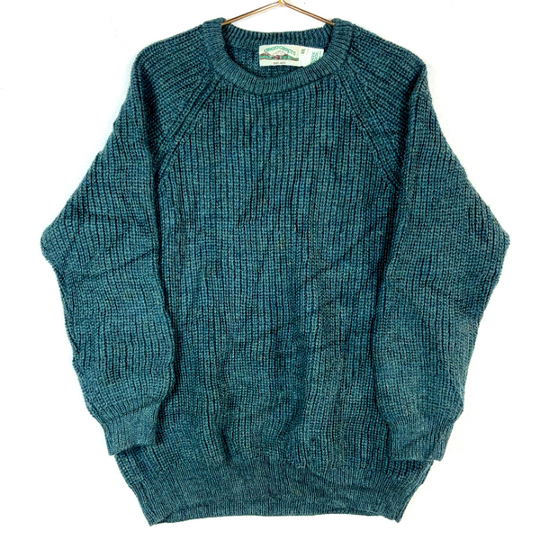 Vintage Aran Crafts Wool Knit Sweater 2XL Green Crewneck 90s