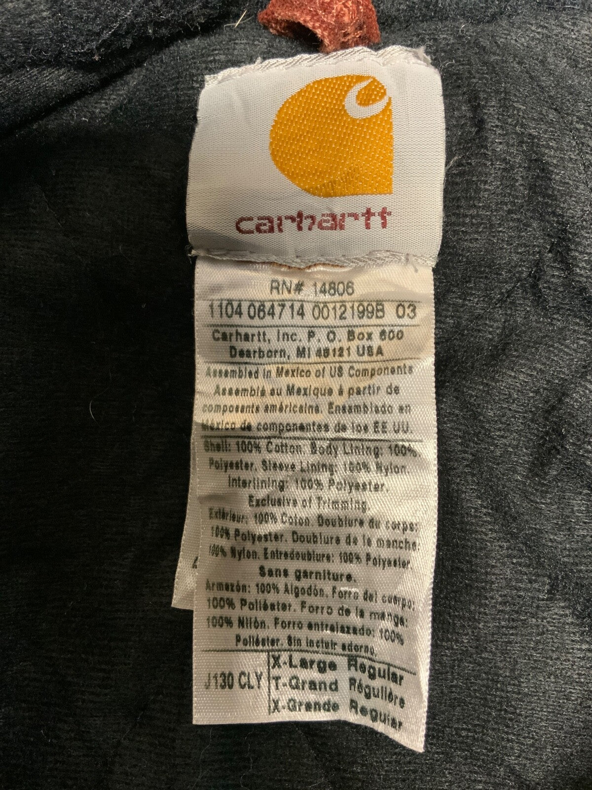 Carhartt Duck Jacket XL Red Full Zip Quilted Lined Workwear J130 Cly