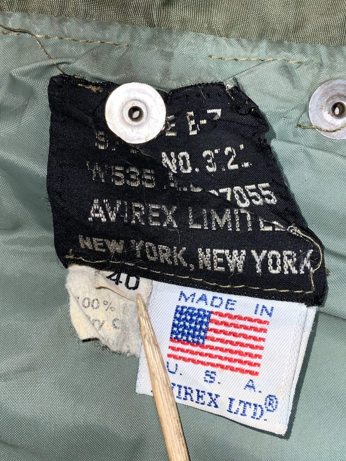 Vintage Avirex Us Army Bomber Jacket Medium Green Made Usa Full Zip 80s 90s