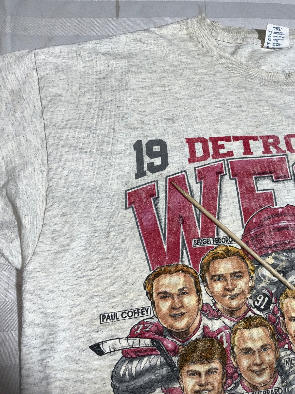 Vintage Detroit Red Wings Caricature T-Shirt XL Delta Nhl 1995 West Champs 90s