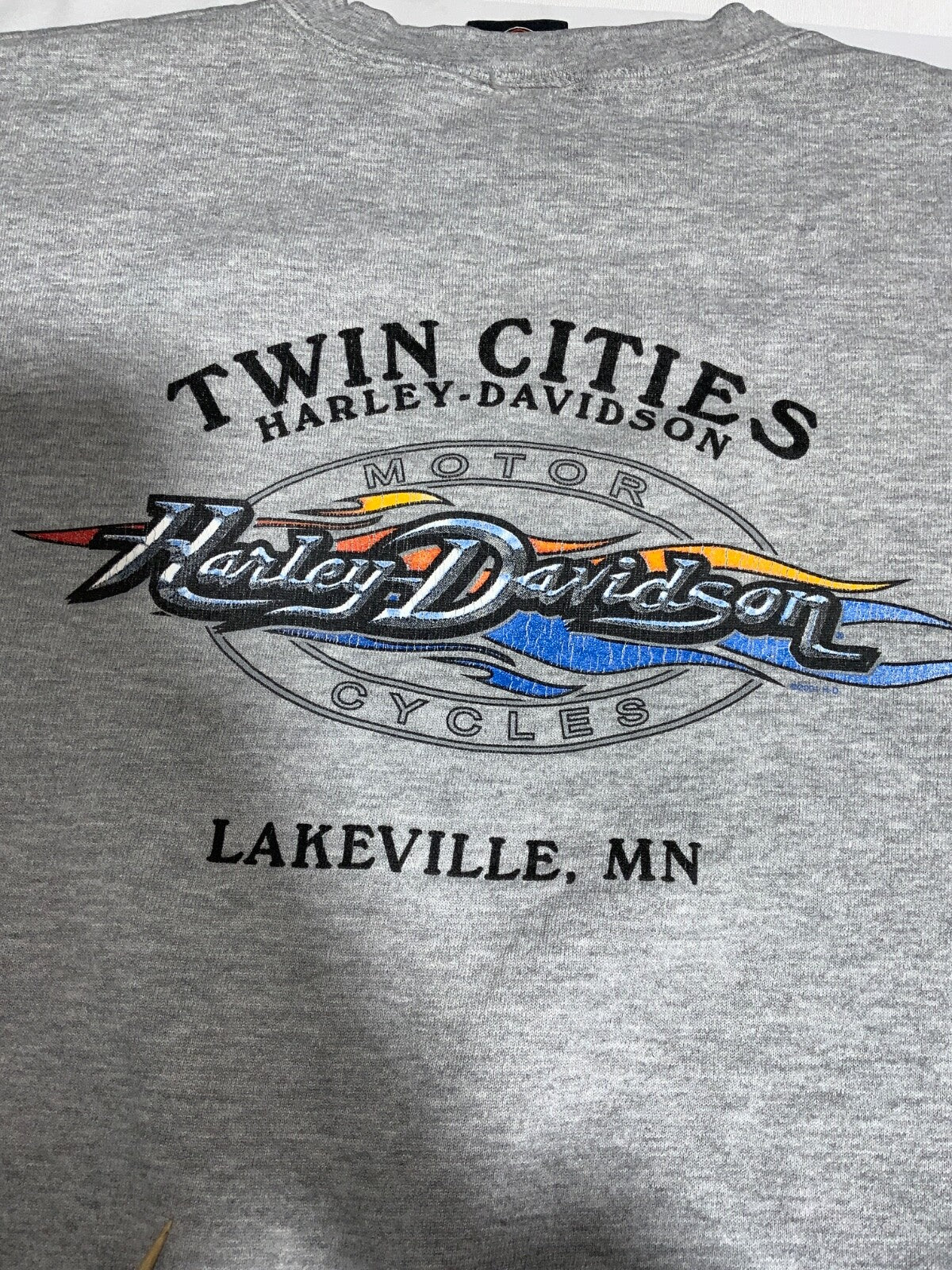Vintage Harley Davidson Sweatshirt Crewneck 2XL Gray Y2K Twin Cities Minnesota