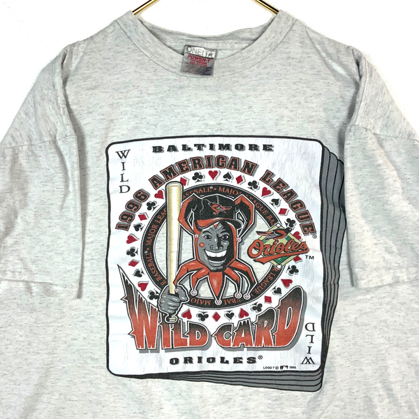 Vintage Baltimore Orioles T-Shirt XL Gray Mlb 1996 American League Wild Card 90s