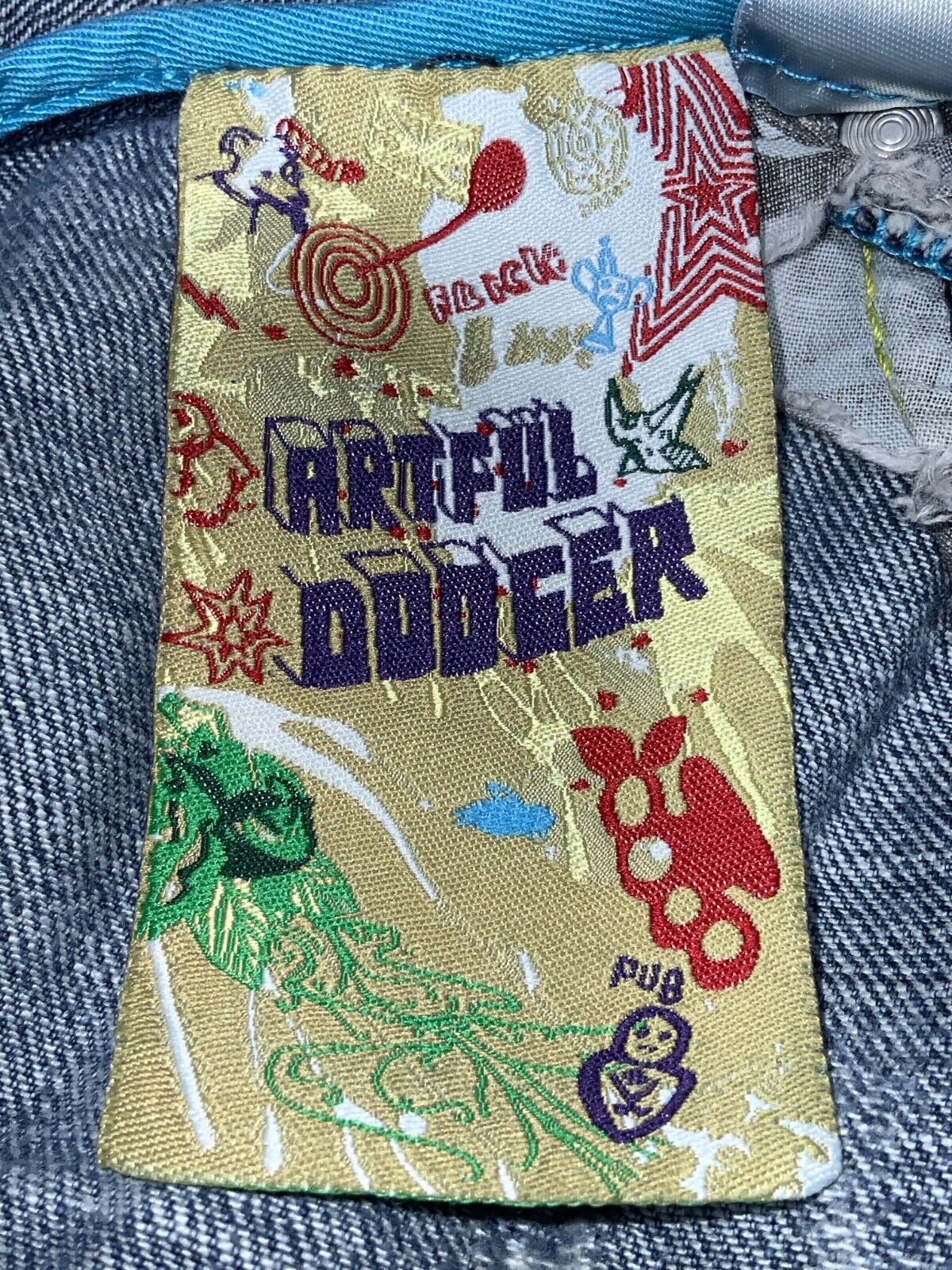 Y2K Skull Denim Jean Size 42 Blue Baggy Streetwear Artful Dodger
